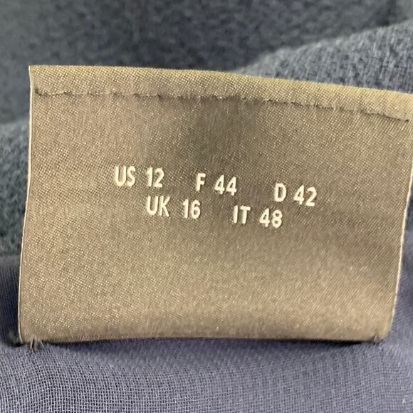 AKRIS Size 12 Navy Wool Crepe Sleeveless Knee Length Sheath Dress - Picture 5 of 7